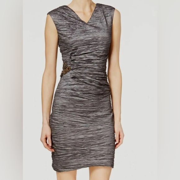 Calvin Klein - Women’s Grey Ruched Dress (Size 4) - Picture 2 of 6